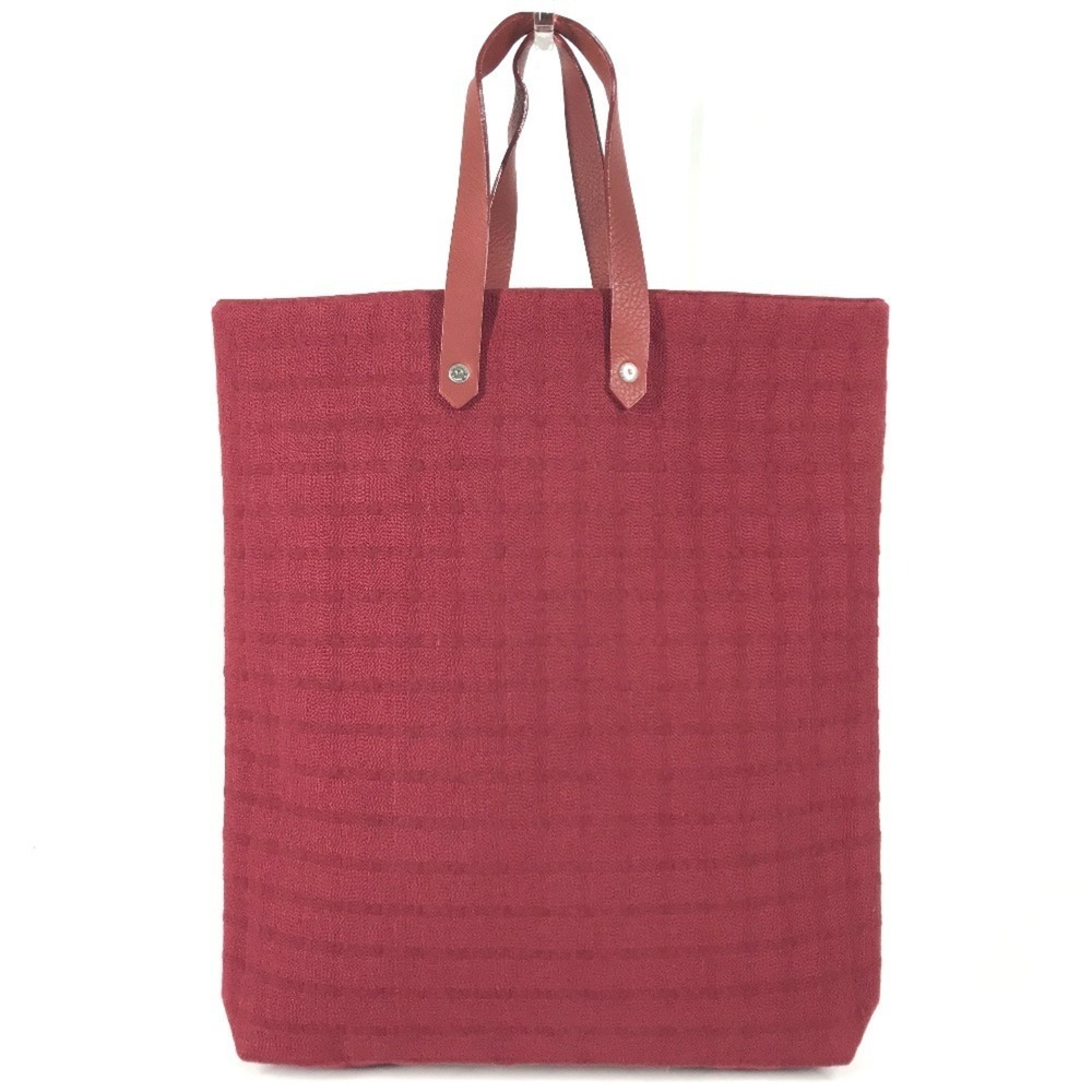 HERMES Hermes Amedaba GM Bag Handbag Vertical Tote Leather Canvas Women's Red